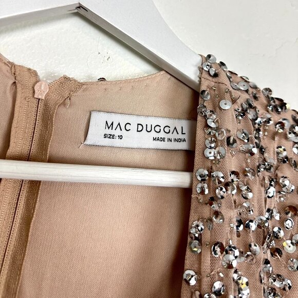 MAC DUGGAL Sequin Cutout Trumpet Gown in Nude/Silver Size US 10 NWT - Picture 6 of 10